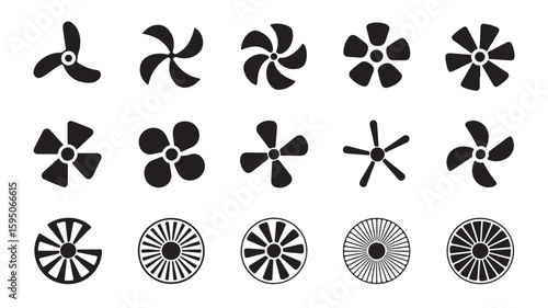 Diverse Collection of Fan and Impeller Vector Icons Set