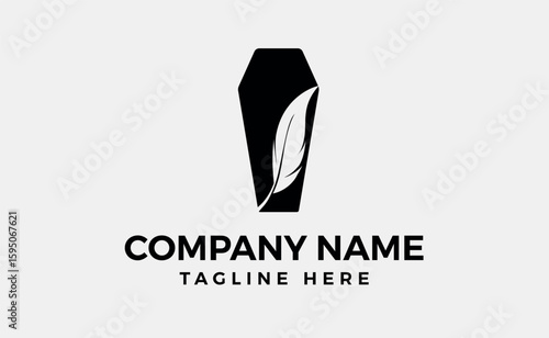 Feathers pen black icon silhouette Logo goose lightweight feather contour Vector illustration