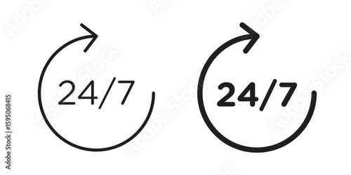24 7 icon Vector isolated design element. EPS10