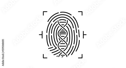 Illustration of a fingerprint with a dna strand inside the fingerprint