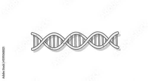 Illustration of a dna double helix strand with a white background view