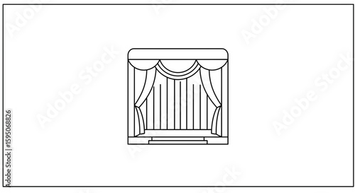 Illustration of a theatrical stage with curtains and a simple backdrop