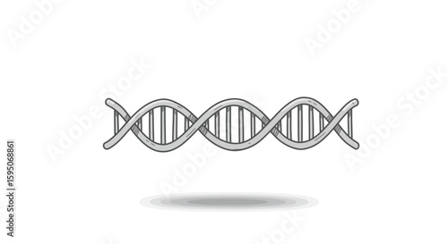Illustration of a dna double helix strand with a shadow underneath