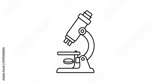 Illustration of a microscope with a simple black outline design style