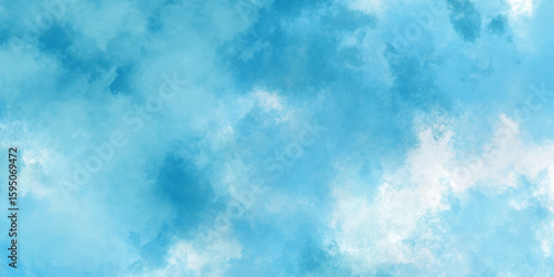Abstract light blue watercolor cloudiness, mist, or smog background. light blue sky with white background and blurred pattern. Vivid textured aquarelle painted art design background.	