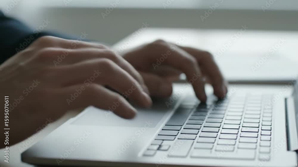 Close-up of woman's hands typing on laptop keyboard, working from home or studying online. Close-up of woman's hands typing on laptop keyboard, working from home or studying online.