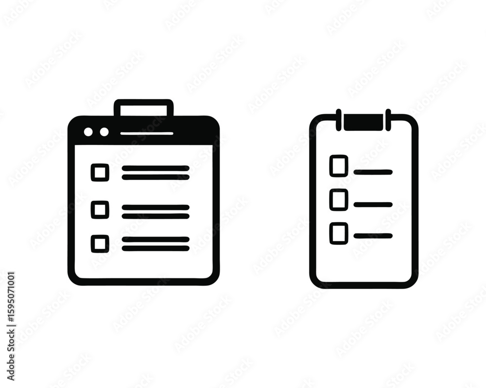 Two clipboard icons with checkmarks represent tasks and to-do lists for organization and planning vector illustration Two clipboard icons with checkmarks represent tasks and to-do lists for organization and planning vector illustration