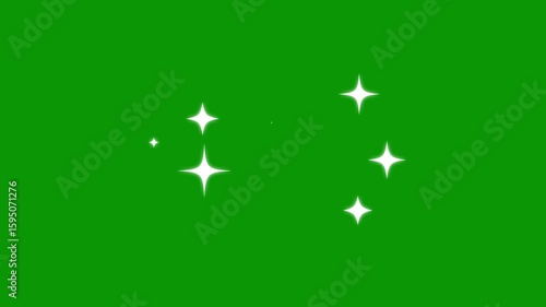 sparkling stars Shine animation, Star twinkling, blinking light effect on transparent green background, Glow twinkle movement timeline. doodles style stars Blinking stars and starry night sky. 