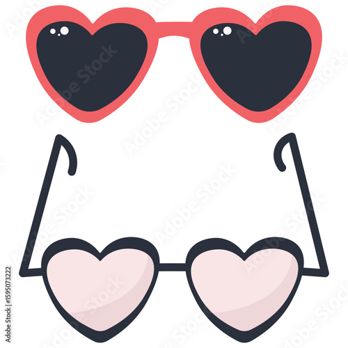 Cute Heart Shaped Sunglasses Set for Valentine's Day Fashion. Love Glasses Collection for Party