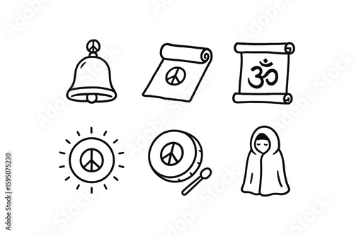 peace tranquility bell, peace mindfulness mat, peace mantra scroll, peace aura ring, peace soft drum, peace hush cloak