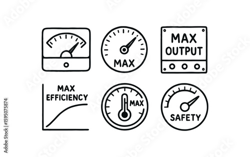 maximum amplitude meter, maximum speedometer, maximum output module, maximum efficiency curve, maximum temperature dial, maximum safety buffer