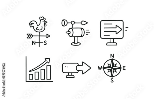 direction wind vane, direction airflow sensor, direction alignment jig, direction histogram chart, direction beam projector, direction compass rose