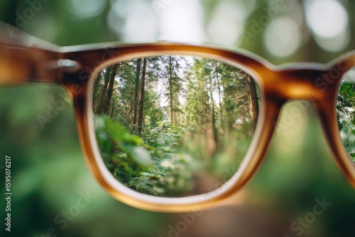 Forest viewed through glasses