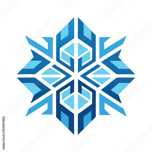 Abstract Snowflake Illustration: A captivating, graphic rendering of a stylized snowflake, its geometric design showcases intricate symmetry, a celebration of winter's frozen artistry.