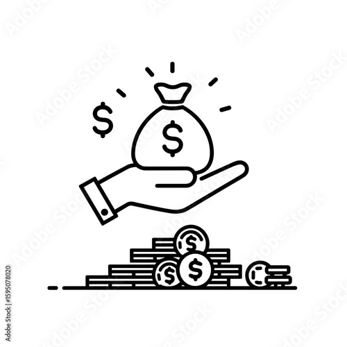 A vibrant vector illustration depicts a robot's hand exchanging money, symbolizing the evolving concept of business and finance in the age of artificial intelligence