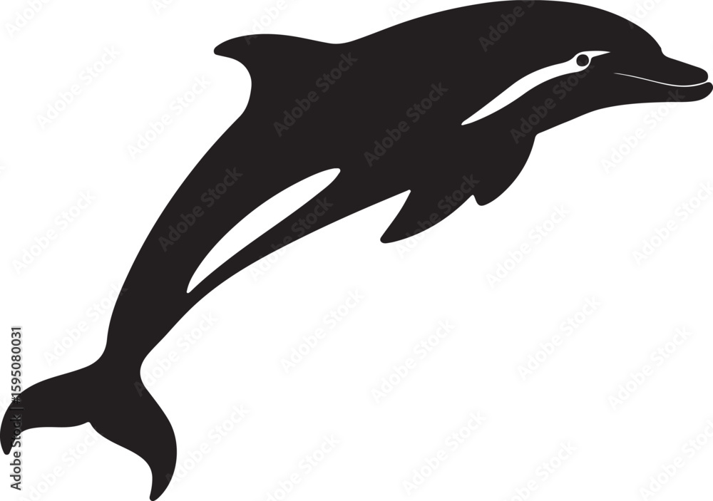 Obraz premium Jumping Dolphin Silhouette Vector Illustration
