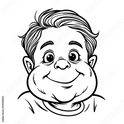 Happy cartoon boy with chubby cheeks – joyful expression, playful illustration