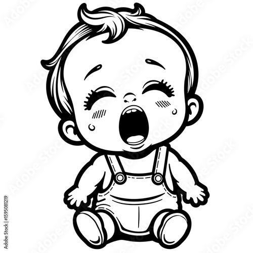 Infant yawning with watery eyes – Baby expression, sleepiness, cuteness