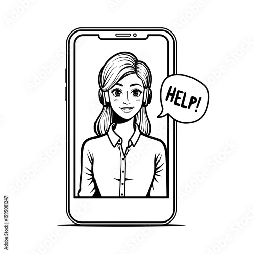 Virtual assistant offering help in banking app – AI support, 24/7 assistance