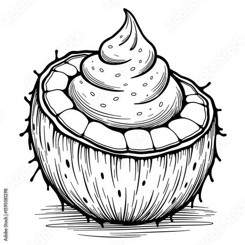 Coconut hand scrub in coconut shell – Natural skincare treatment, beauty