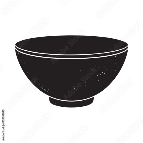 silhouette realistic bowl of amen on white background