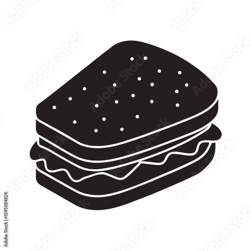 silhouette lunch sandwich on white background
