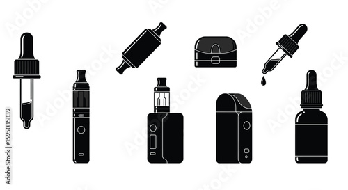 Various Vaping Devices and Accessories Illustration