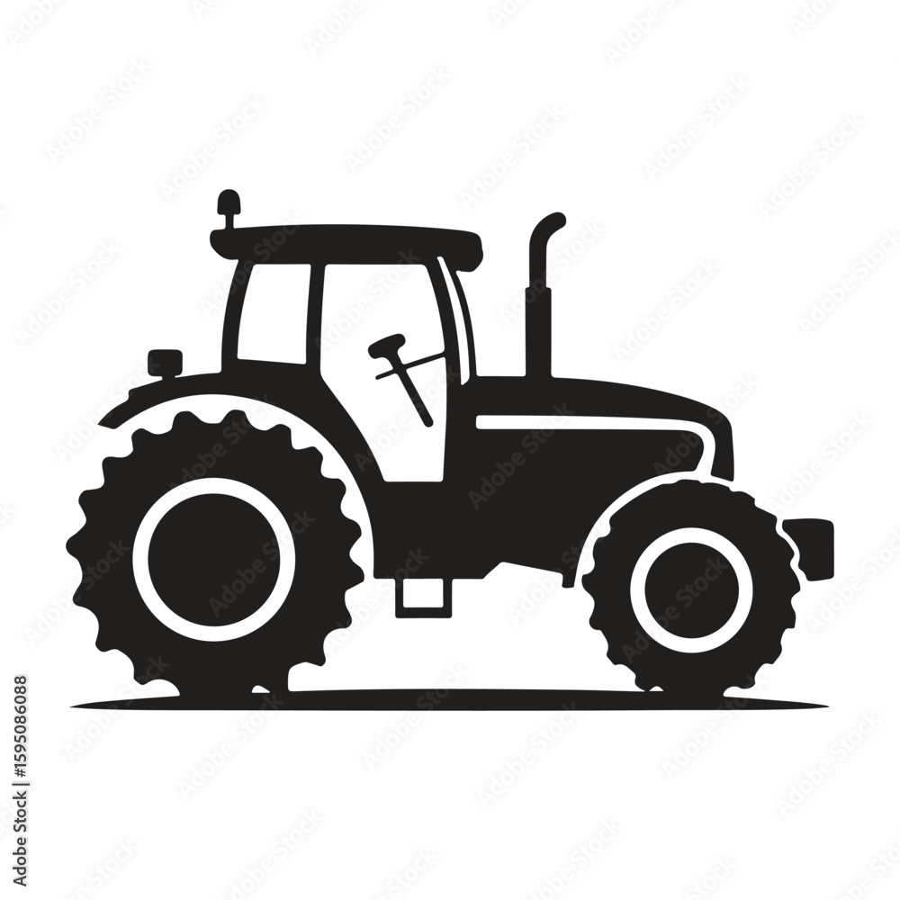 Obraz premium Black and White Vector Illustration of a Front Loader Construction Vehicle