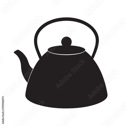 silhouette kitchen kettle on white background