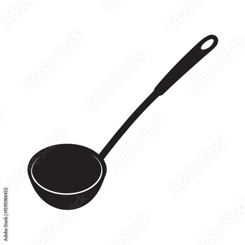 silhouette kitchen ladle on white background
