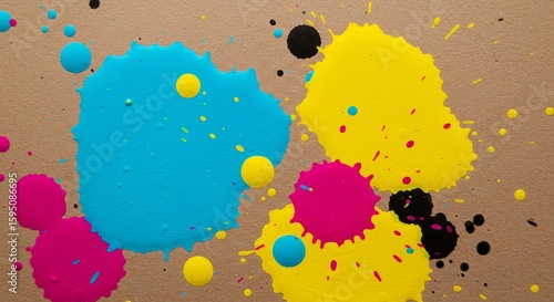 Splattered Colorful Paint on Paper Texture Background
