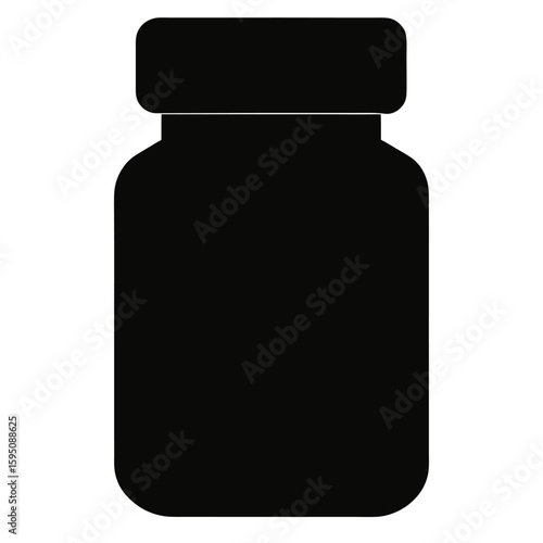 Simple silhouette of a pill bottle isolated on white background