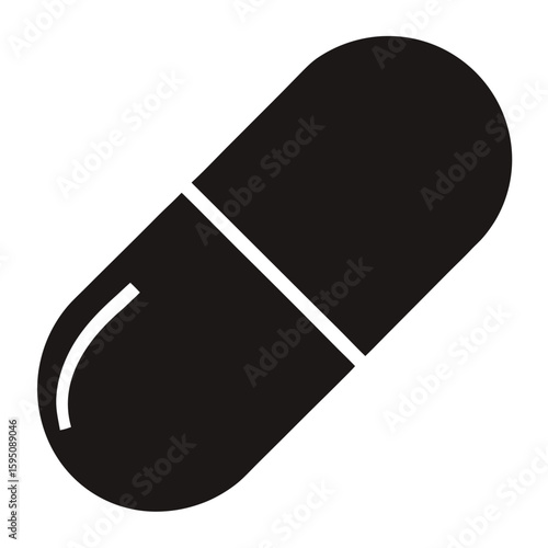 Simple silhouette of a capsule pill isolated on white background