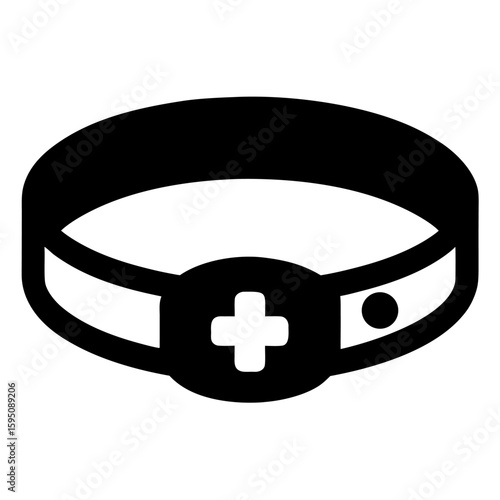 Simple silhouette of a medical id bracelet isolated on white background