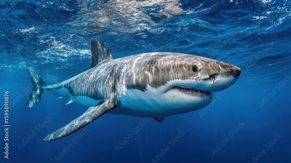 Fototapeta premium Great white shark underwater
