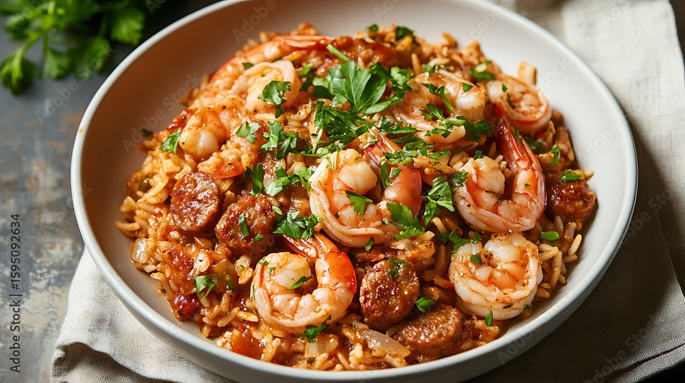 Shrimp and Sausage Jambalaya with Rice and Herbs Shrimp and Sausage Jambalaya with Rice and Herbs