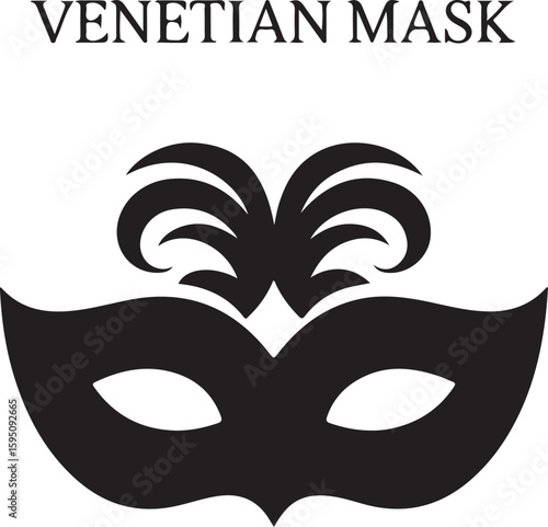 Elegant venetian mask silhouette with feathers