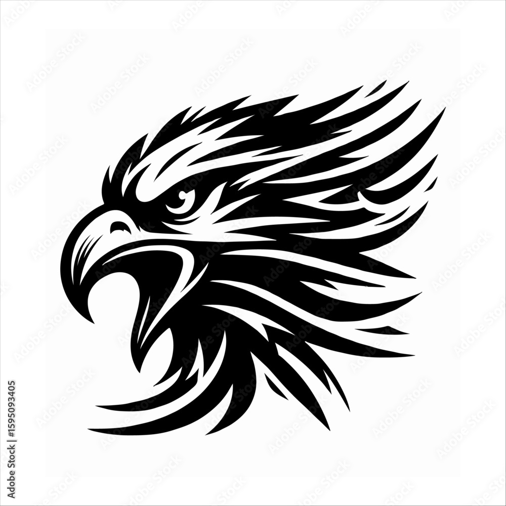 Obraz premium Bold Eagle Head Silhouette Striking Graphic Illustration for Wildlife and Design Enthusiasts