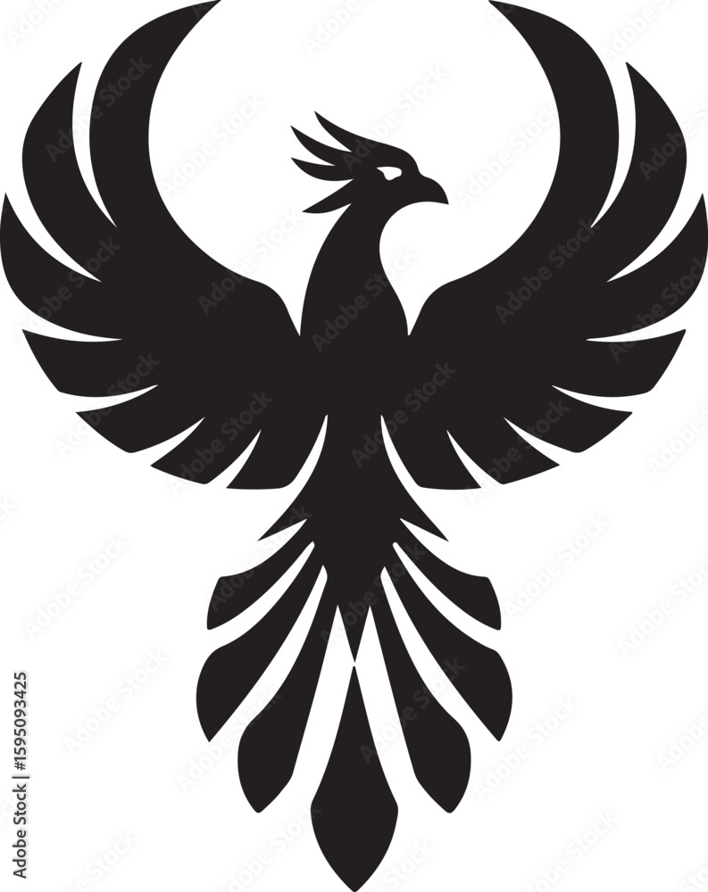 Fototapeta premium Majestic phoenix rising with wings spread silhouette