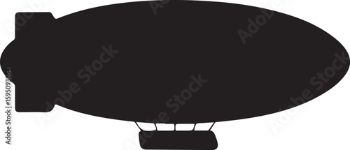 Classic blimp airship flying in the sky silhouette