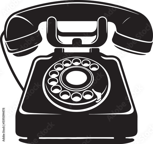 Vintage rotary dial telephone silhouette