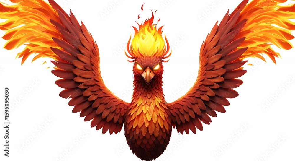 Obraz premium Fiery phoenix with outstretched wings