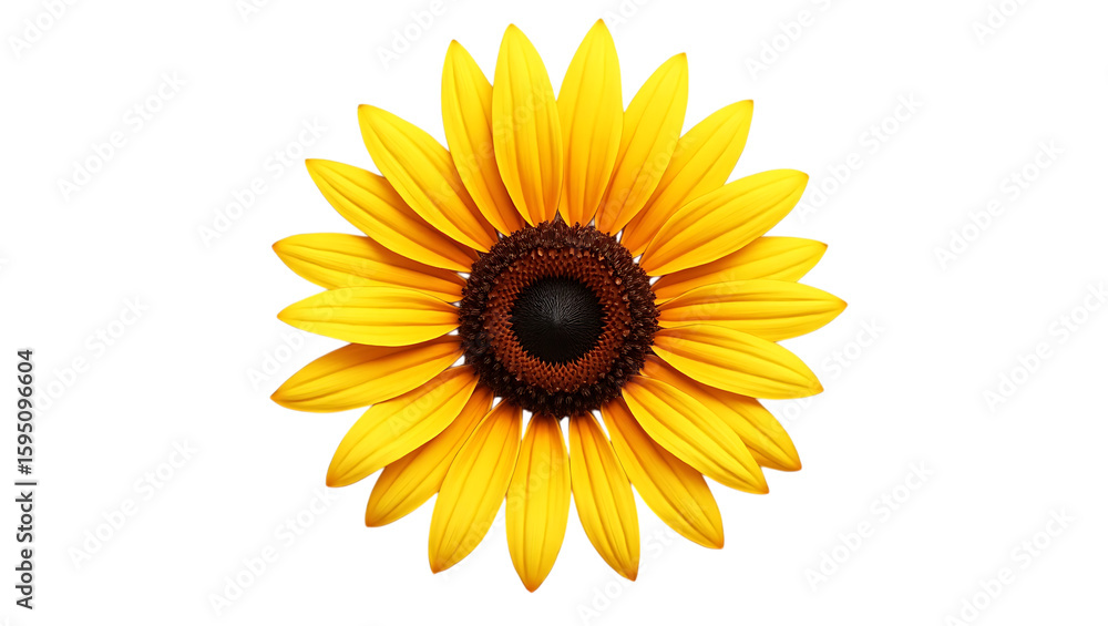 Fototapeta premium Isolated yellow sunflower blossom photo for flower images and summer flower stock photos and floral designs on transparent background