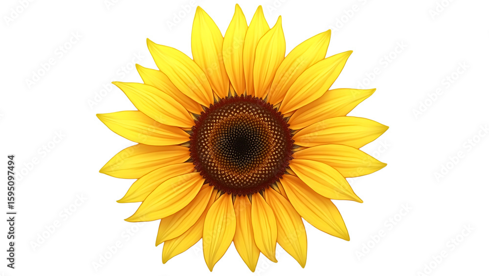Naklejka premium Beautiful sunflower close up photograph yellow petals and center isolated on a dark background art print on transparent background