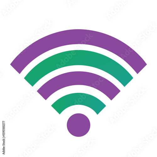 Modern wi fi signal icon with purple and green gradient