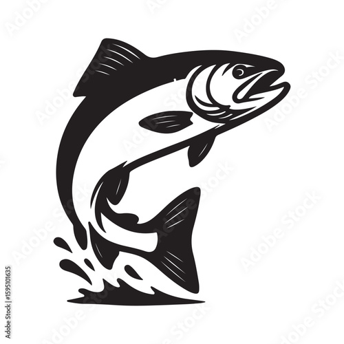 Vector illustration silhouette of a fish isolated on white background
