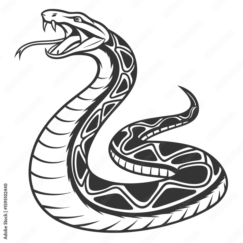 Fototapeta premium A striking viper snake with patterned scales and fangs