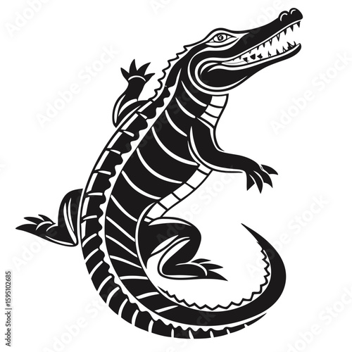 Fierce alligator illustration isolated on white background