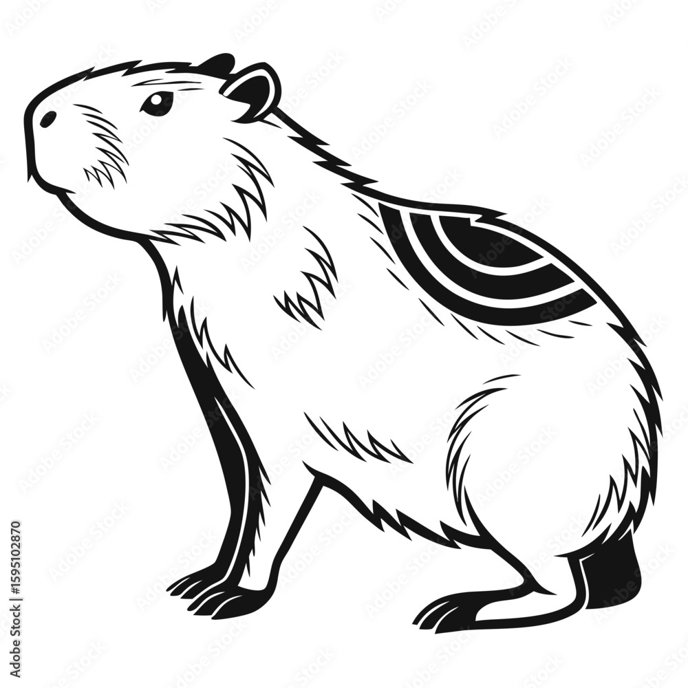 Obraz premium Stylized capybara illustration with tribal patterns