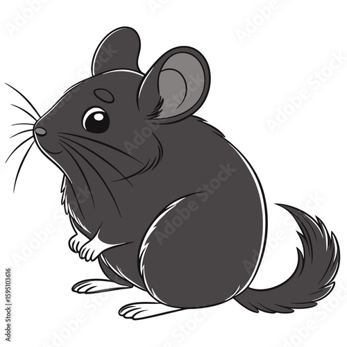 A cute cartoon chinchilla standing on a white background